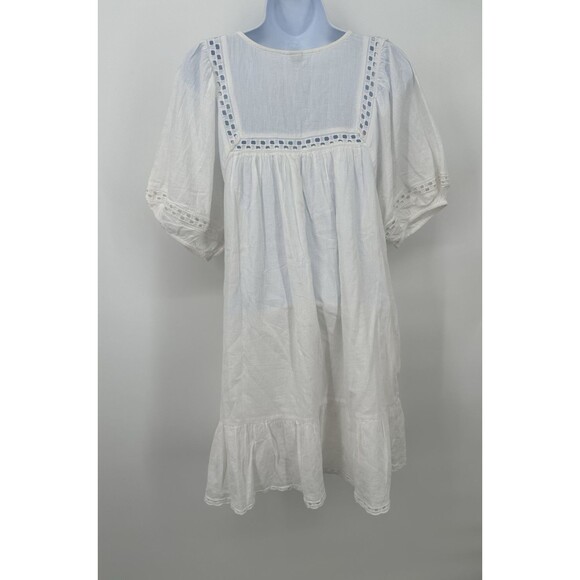 Old Navy Dress Women S White Mini Flutter Sleeve Anglaise Broderie Pockets - Picture 4 of 11